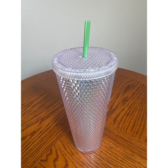 2021 Starbucks Iridescent Studded Tumbler Green Straw 24oz Acrylic Cup - Picture 5 of 10